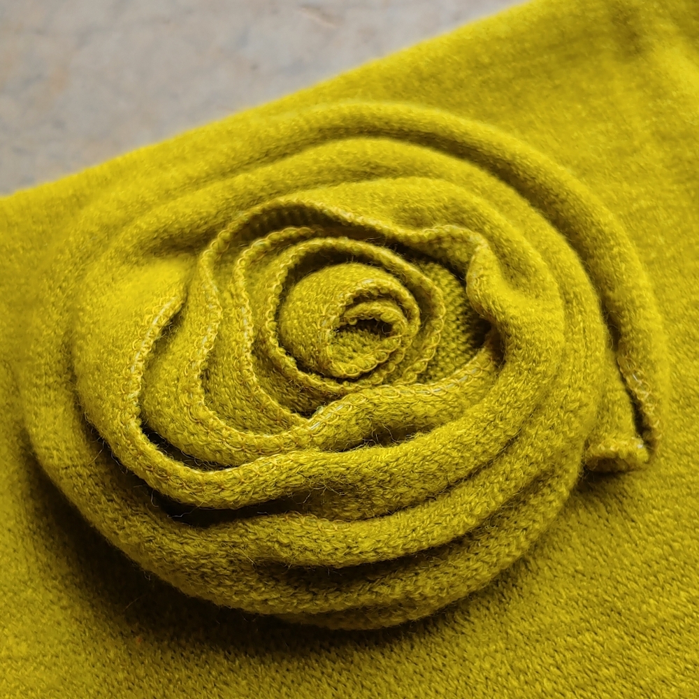 Vintage Floral Bohemian Whimsigoth Mustard Rose Lace Trim Long Scarf | Preppy - Picture 4 of 17